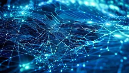 Poster - Blue abstract technology background. Abstract information technology, communications or artificial intelligence concept.