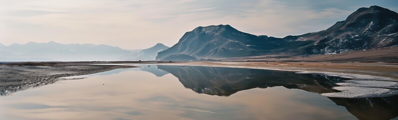 Sticker - Serene Lake Reflection with Snowy Mountains