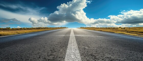 Wall Mural - Open Highway Under Expansive Cloudy Sky