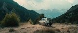 Fototapeta  - Off-Road SUV on a Mountain Trail Adventure