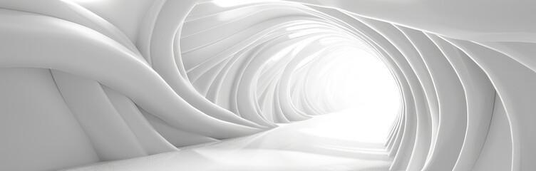 Poster - White Futuristic Abstract Tunnel Architecture