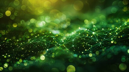 Canvas Print - An abstract image showing the flow of digital assets in a green economy, with interconnected networks and data streams