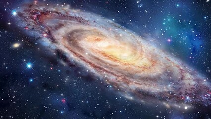 Wall Mural - space background concept with andromeda galaxy. seamless looping overlay 4k virtual video animation background