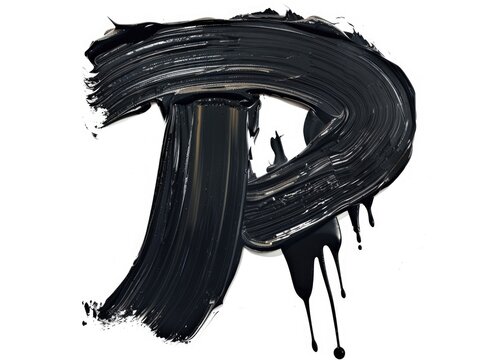 Black Painted Alphabet On Canvas. Brush strokes of Acrylic paint create artistic letters. Perfect for showcasing the art of basic rudiments