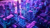Fototapeta Miasto - A futuristic city planner with holographic maps Urban Visionary