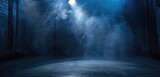 Fototapeta  - Mysterious Stage with Blue Spotlight and Fog
