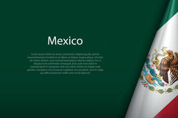 Wall Mural - Mexico national flag isolated on background with copyspace