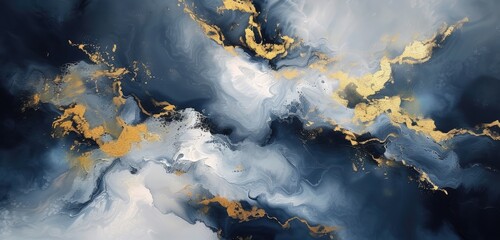 Poster - Abstract Golden Swirls on Stormy Background Art