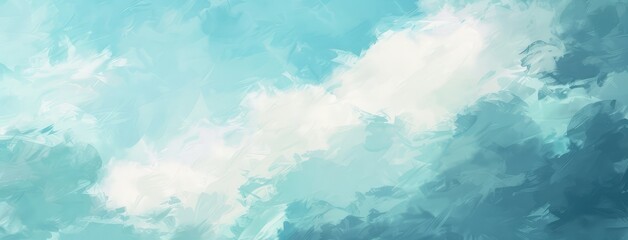 Poster - Serene Blue Sky and Clouds Watercolor Background