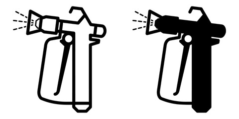 Poster - ofvs550 OutlineFilledVectorSign ofvs - paint sprayer vector icon . airless painting sprayer . isolated transparent . black outline and filled version . AI 10 / EPS 10 / PNG . g11893