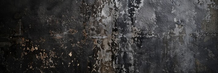 Canvas Print - Dark Grungy Textured Wall with Peeling Paint