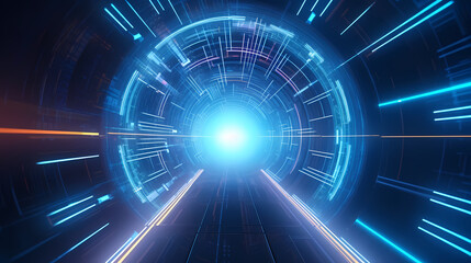Sci-fi futuristic futuristic sci-fi tunnel, neon tunnel background