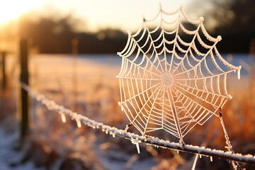 dew on spider web.