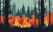 Forest fire in the forest. illustration of a burning forest.