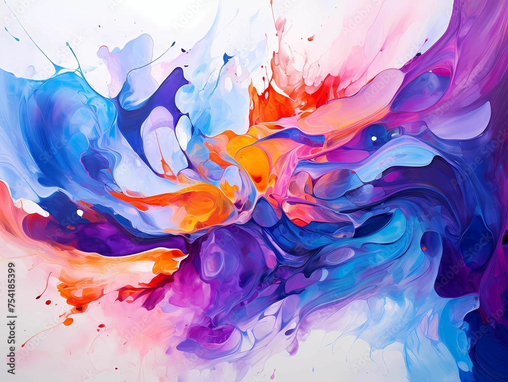 dynamic abstract painting where a kaleidoscope of random colors are ...