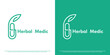 Herbal health logo design illustration. Silhouette of medical medicine pill plant eco nature herbal hospital pharmacy clinic. Simple minimal minimalist geometric modern abstract capsule line icon.