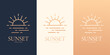 Sunset logotype. Logo set with three variants in different colors. Best for web, print, polygraphy, businesscards, signboards, logo and branding design.