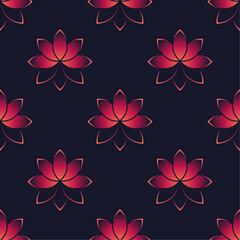 Wall Mural - Pink gradient flowers on black background. Vector seamless pattern. Best for textile, wallpapers, wrapping paper, package and your design.