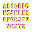 Hand drawn alphabet with rainbow patterns
