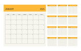 Fototapeta  - Calendar planner template for 2025 year