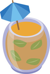 Poster - Menthol cocktail icon isometric vector. Alcoholic drink. Tavern umbrella