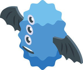 Wall Mural - Bat blue monster icon isometric vector. Smile kid creature. Mascot cute
