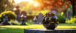 An urn with ashes stands in the cemetery. Funeral arrangements. Funeral services. Generative AI