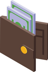 Poster - Money cash wallet icon isometric vector. Payment credit bank. Dollar money