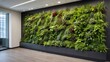 Fresh, green living wall filled with perennials, designed for a contemporary office space Generative AI