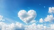 Heart cloud in blue sky surrounded by fluffy clouds 
