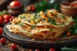 Thin flatbreads rest atop a wooden plate, exuding the comforting aroma of homemade goodness.