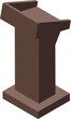 © ylivdesign - Press conference soapbox icon isometric vector. Election campaign raised platform. Public presentation dais