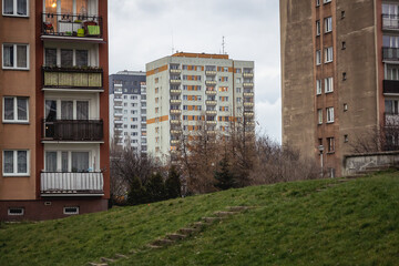 Wall Mural - Old panelak house of flats in Goclaw district of Warsaw, capital of Poland