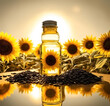 Sunflowers and sunflower oil. 