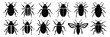Insect bug icon silhouettes set, large pack of vector silhouette design, isolated white background