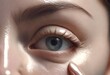 secrets of glowing skin, a girl applying concealer under the eye, beautiful  glowing skin