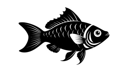 Wall Mural - Fish silhouette. Isolated fish on white background 