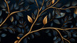 Blue and gold tree leaves design
