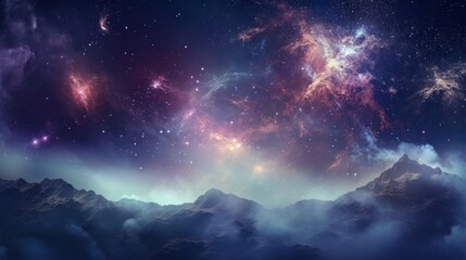 Wall Mural - Space background with realistic nebula and shining stars. Neural network AI generated art