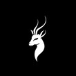 minimalist logo of a deer simple black and white vector, on a black background
