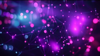 Poster - Connecting dots and lines on purple background,Data technology background.