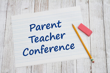 Wall Mural -  Parent Teacher conference on ruled lined paper with pencil for school