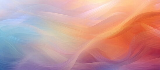 Poster - A digital abstract painting featuring a horizontal blur of delicate blue, orange, and pink hues blending together in a textured composition.