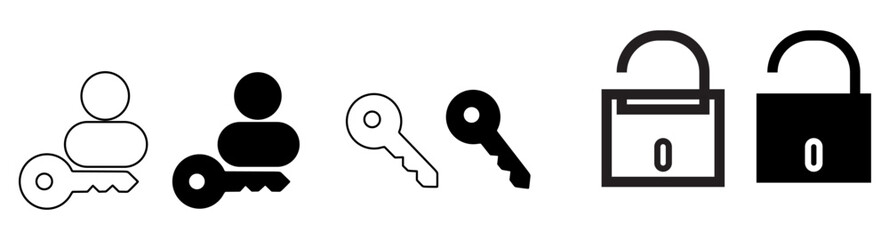 User with key icon. Personal key icon. Security symbol