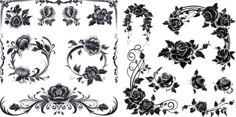 Wall Mural - Vector set of floral calligraphic elements - dividers