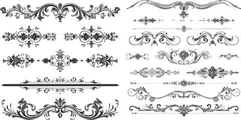 Wall Mural - Set of vector vintage dividers and dashes