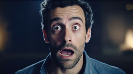 Aufkleber - A man with a surprised expression on his face. Suitable for various concepts and projects