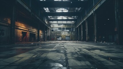 Poster - An empty industrial building with many windows. Ideal for industrial or urban themed projects