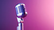 © Derby - Retro microphone on blurred colorful lights background