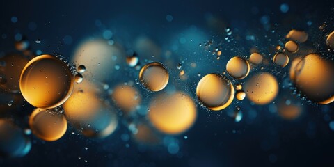 Bubbles floating on a blue surface, suitable for various designs